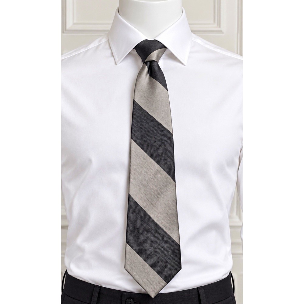 EXPRESS Design Studio Men's Silk Tie Gray Black Striped Woven One Size Luxury